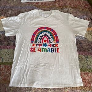 New White Rainbow “Be Kind” Graphic Tee